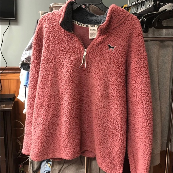 PINK Victoria's Secret Sweaters - VS Pink Begonia Sherpa Jacket